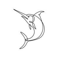 marlin bleu atlantique sautant dessin au trait continu vecteur