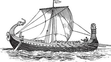 normand navire de bayeux tapisserie, ancien illustration. vecteur