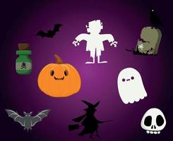 résumé, joyeux halloween, 31 octobre, objets, fond, à, citrouille, orange, et, araignée, tombeau, fantôme, chauve-souris, vecteur