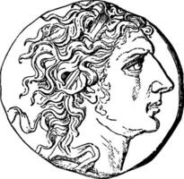 mithradates vi pièce de monnaie ancien illustration. vecteur