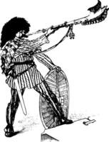 Gaule avec trompette ancien illustration. vecteur