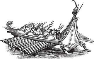 romain bataille bateau, ancien illustration. vecteur