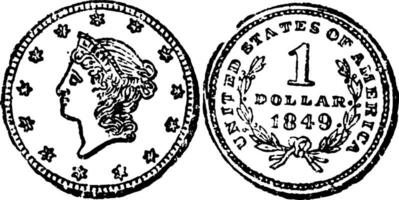 or trimestre Aigle pièce de monnaie, 1796 ancien illustration. vecteur
