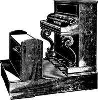piano avec pédale clé conseil, ancien illustration. vecteur