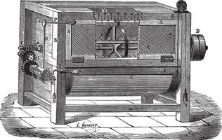 le machine utilisé à processus la laine ancien gravure vecteur