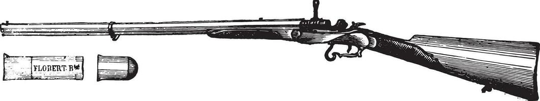 fusil Flobert mouvement chassepot, ancien gravure. vecteur