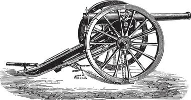 90mm champ pistolet, 1877 modèle, ancien gravure. vecteur