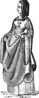 Dame état par Louis xii affaires costume, ancien gravure. vecteur