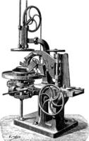 machine pour fabrication ovale des plateaux, ancien gravure. vecteur