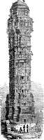la tour de la victoire dans Chittorgarh, le Rajasthan, Inde ancien gravure vecteur