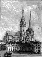 chartres cathédrale, dans Chartres, France, pendant le années 1890, ancien gravure vecteur