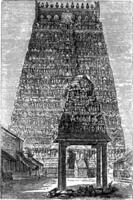 umbakonam ou coombaconum, dans Tamil Nadu, Inde, ancien gravure vecteur