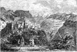 deir el qamar dans Liban, ancien gravure vecteur