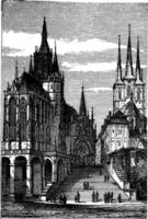 erfurt cathédrale dans la Thuringe, Allemagne, ancien gravure vecteur