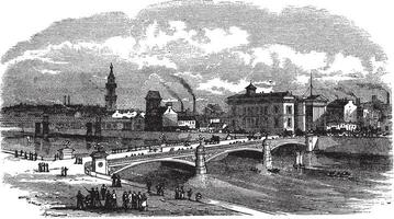 Albert pont dans Glasgow Écosse ancien gravure vecteur