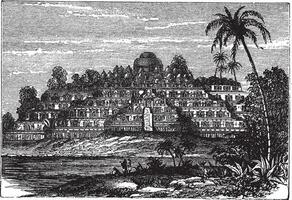 borobudur ou barabudur dans central Java Indonésie ancien gravure vecteur