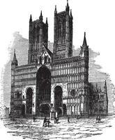 Lincoln cathédrale ou le cathédrale église de le béni vierge Marie de Lincoln. ancien gravure vecteur
