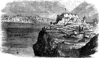 Lisbonne, vue de le Sud banque de le le Tage, ancien gravure vecteur