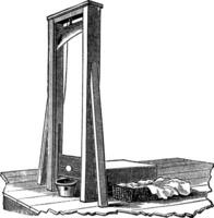 guillotine isolé sur blanc, ancien gravure vecteur