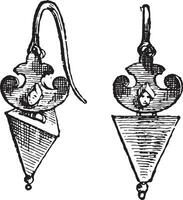 laissez tomber des boucles d'oreilles, ancien gravure. vecteur