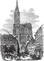 strasbourg cathédrale ou cathédrale de notre Dame de strasbourg dans strasbourg France ancien gravure vecteur