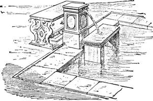 bassin-fontaine de le les néréides, ancien gravure. vecteur