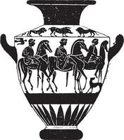 vase peint avec noir Les figures, ancien gravure.v vecteur