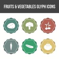 ensemble d'icônes vectorielles de fruits et légumes uniques vecteur