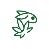 lapin avec marijuana feuilles vecteur illustration, la nature mignonne lapin lapin ligne logo conception modèle
