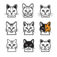 mignonne dessin animé chat icône ensemble vecteur
