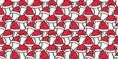 base-ball sans couture modèle Noël vecteur Père Noël claus chapeau balle molle sport dessin animé écharpe isolé tuile Contexte répéter fond d'écran illustration griffonnage conception