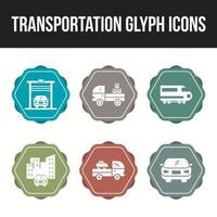 jeu d'icônes d'icône de glyphe de transport unique vecteur