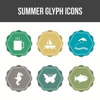 jeu d'icônes de vecteur de glyphe d'été unique