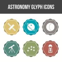 jeu d'icônes vectorielles de glyphe d'astronomie unique vecteur