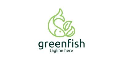 logo conception combinaison de poisson forme et feuilles, minimaliste ligne logo. vecteur