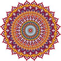 illustration de mandala coloré sur le style doodle. mandala de griffonnage dessiné à la main de vecteur avec des coeurs. conception de mandala de couleurs vives pour l'impression, l'affiche, la couverture, la brochure, le dépliant, la bannière, la couverture du livre.