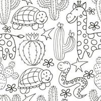 illustration à colorier. cactus, aloès, succulentes. éléments naturels décoratifs vecteur