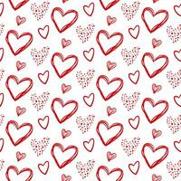 joli modèle sans couture de coeurs de la saint-valentin dessinés à la main. doodle décoratif en forme de coeur d'amour dans le style de croquis. icône de coeurs d'encre gribouillis pour la conception de mariage, l'emballage, l'ornement et les cartes de voeux. romantique vecteur