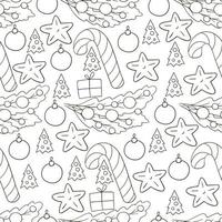 modèle dans le style de dessin à la main. modèle vectorielle continue avec des étoiles, décorations d'arbres de Noël. peut être utilisé pour le tissu, l'emballage, l'emballage, etc. vecteur