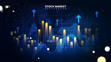 futuriste financier commerce graphique avec en haut flèches. réussi Stock marché statistique information et les tendances. économique information croissance Contexte vecteur