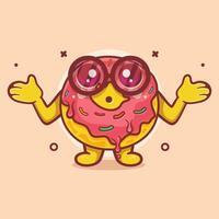 mignonne Donut nourriture personnage mascotte avec confus geste isolé dessin animé dans plat style conception vecteur