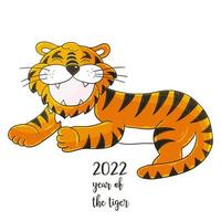 nouvel an 2022. illustration de dessin animé pour cartes postales, calendriers, affiches vecteur