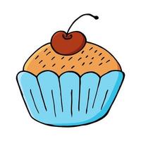 Vector illustration pour votre conception. icône lumineuse de cupcake, muffin dans le style de dessin à la main