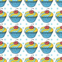 illustration vectorielle. modèle sans couture avec des pâtisseries sucrées. muffins mignons, cupcakes vecteur