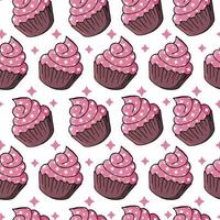 illustration vectorielle. modèle sans couture avec des pâtisseries sucrées. muffins mignons, cupcakes vecteur