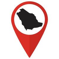 rouge aiguille ou épingle emplacement avec saoudien Saoudite carte à l'intérieur. carte de saoudien Saoudite vecteur