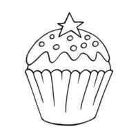 Vector illustration pour votre conception. icône lumineuse de cupcake, muffin dans le style de dessin à la main