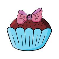 Vector illustration pour votre conception. icône lumineuse de cupcake, muffin dans le style de dessin à la main