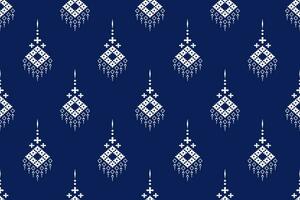 indigo marine bleu géométrique traditionnel ethnique modèle ikat sans couture modèle frontière abstrait conception pour en tissu impression tissu robe tapis rideaux et sarong aztèque africain Indien indonésien vecteur