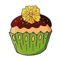 Vector illustration pour votre conception. icône lumineuse de cupcake, muffin dans le style de dessin à la main